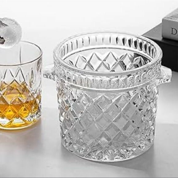 Bohemia Genuine Crystal Criss Cross Diamond Ice Bucket Tab Handles - Picture 1 of 16